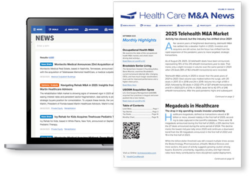 Health Care M&A News screenshot