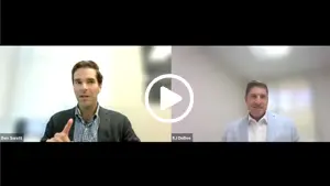 video overlay of an interview with R J DeBee